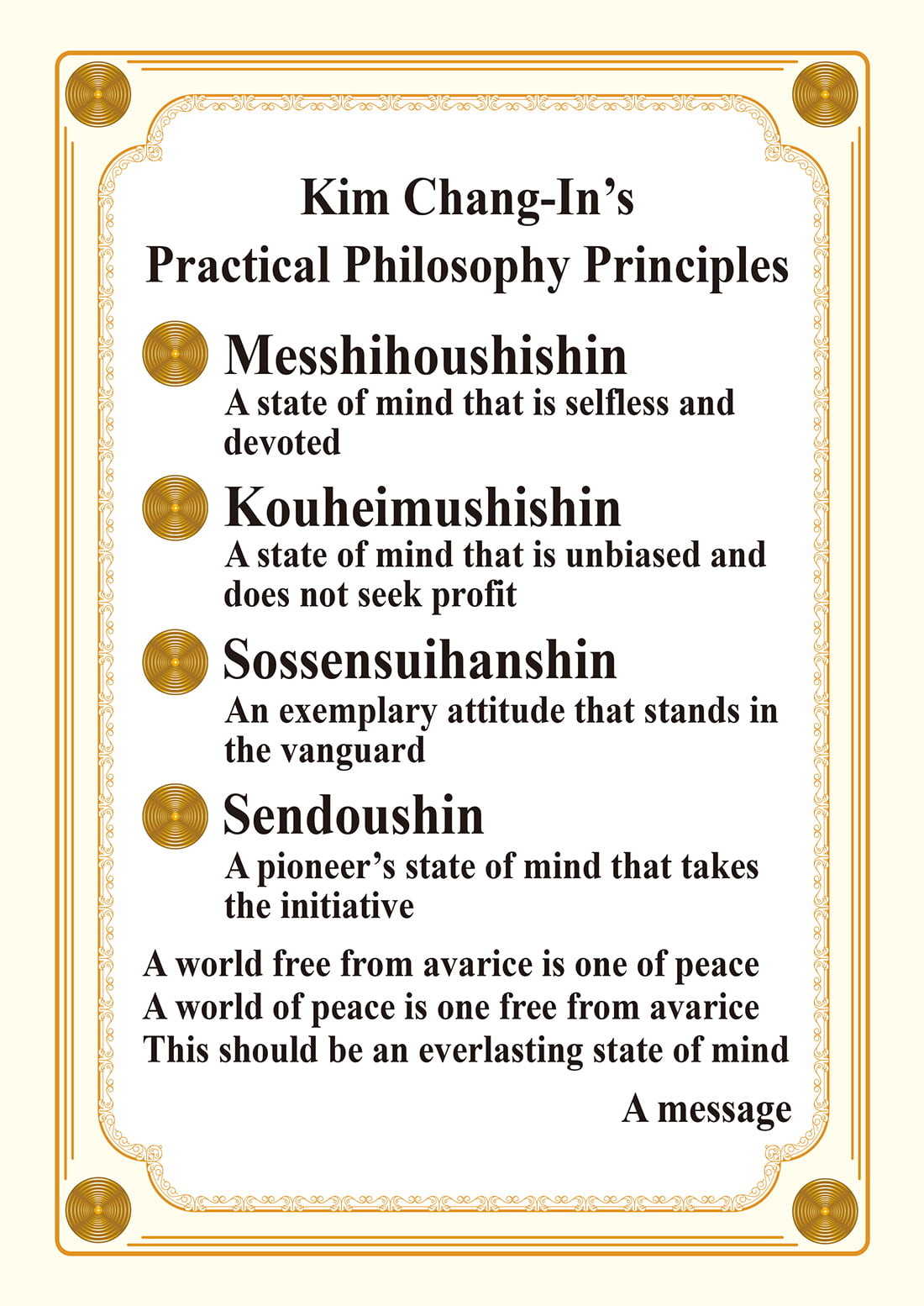 Kim Chang In’s Practical Philosophy Principles