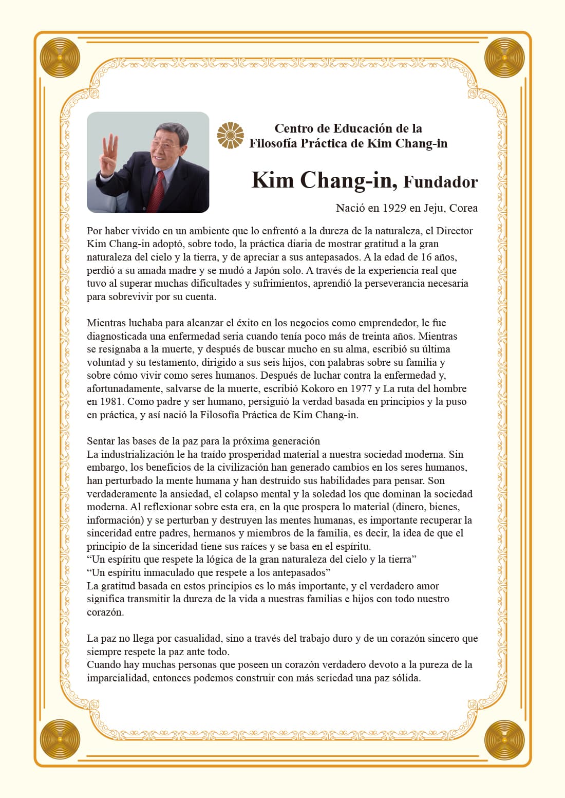 Kim Chang-in, Fundador