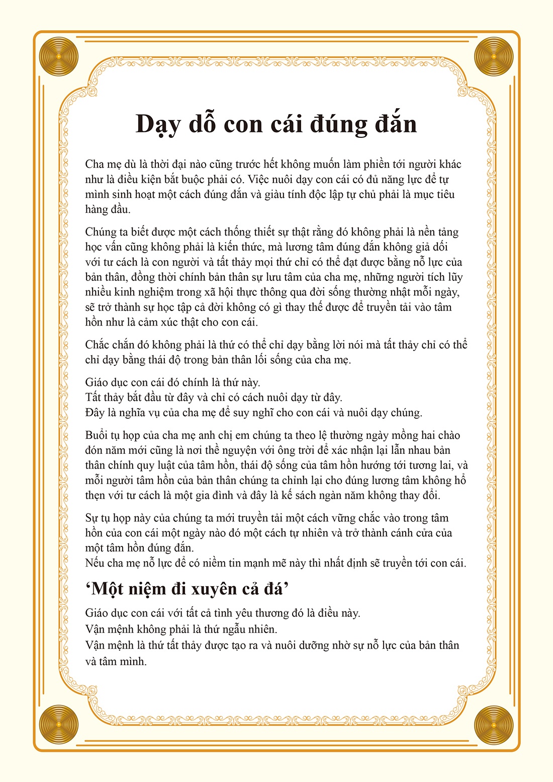 Dạy dỗ con cái đúng đắn